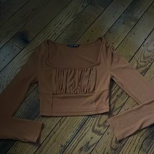 SHIEN size XS brown crop long sleeve top